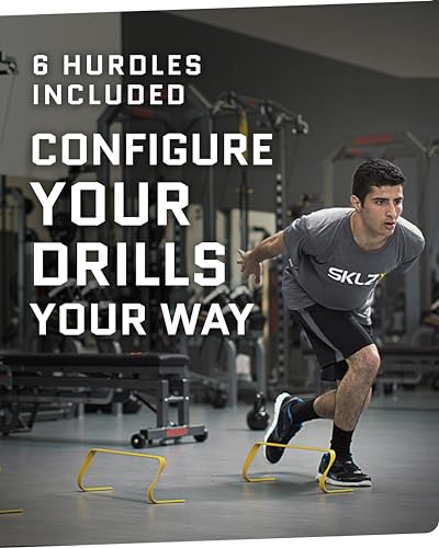 sklz 6x ultra durable agility hurdles - for athletes of all skill levels6pk of 6-in tall hurdlesbright yellow colormade of durable composite materialseasy to set up amp transportcomes wcarry bag