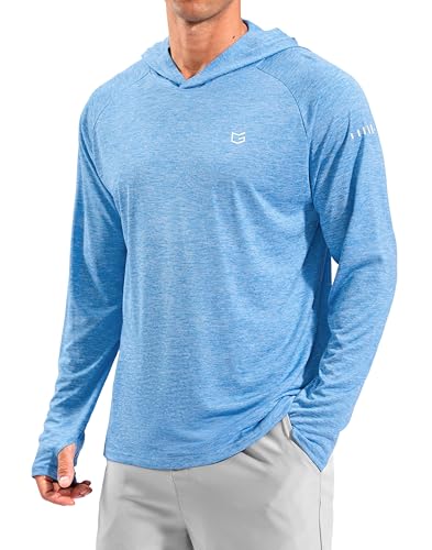 Image of Men's Sun Protection Hoodie Shirts Long Sleeve UPF 50+ Swim Shirts for Men Rash Guard Fishing Shirt Quick Dry