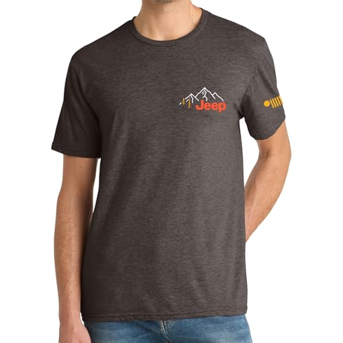 Jeep Mens Explore The Outdoors T-Shirt Heather Brown 100% Cotton Graphic Tee Official Licensed Apparel (L)