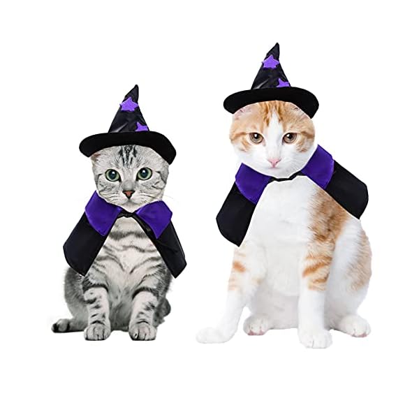 Dxhycc halloween pet costume cat wizard costume funny wizard cat clothes cloak and wizard hat for small dogs cats outfits - image 7