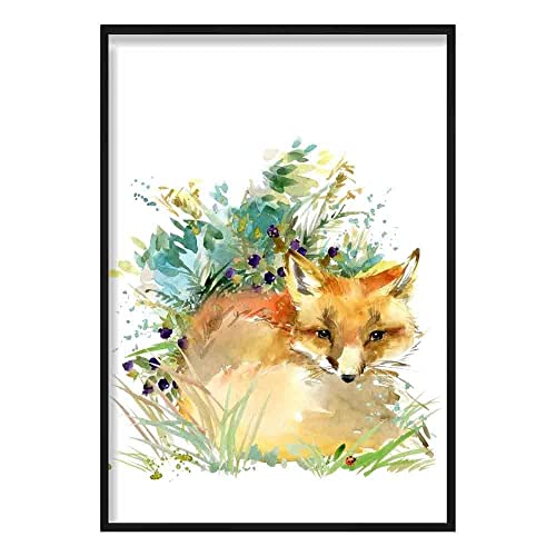 Image of Artze Wall Art Baby Fox Watercolour Poster, 40 cm Width x 50 cm Height