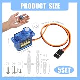 Yuleare lot de 5 micro servos SG90 9G, 180°, 4,8 à 6 V photo 2