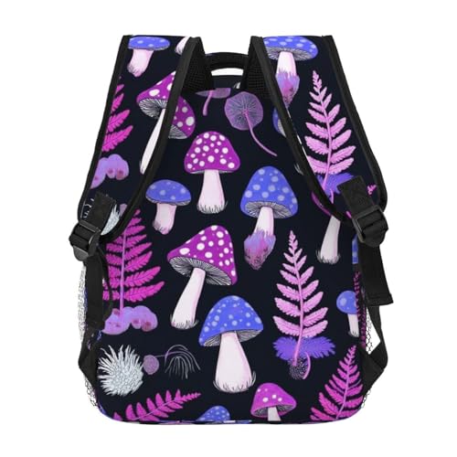 Men & Women Lightweight Trippy Purple Blue Mushrooms Casual Daypack Large Capacity Bookbag With Adjustable Shoulder Straps for Gym Business Bicycle4