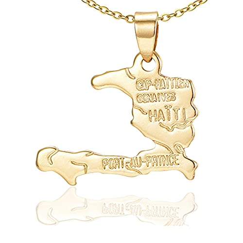 Xusamss Fashion 18K Gold Plated Alloy Haitian Map Pendant Charm Necklace