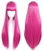 Linfairy Anime Hot Pink long Princess Wig Halloween Costume Cosplay Wig for Women 85CM