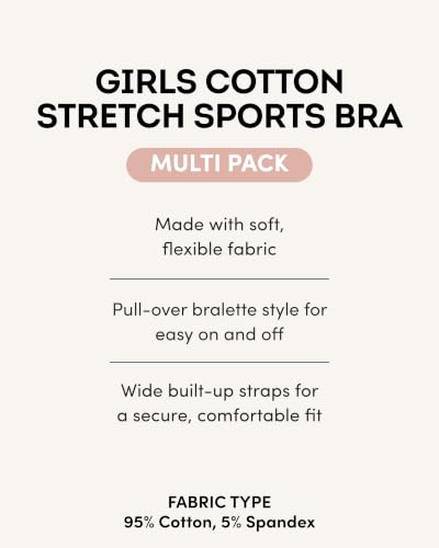 Fruit of the Loom Girls' Cotton Stretch Built-Up Sports Bra Multi-Pack - image 3