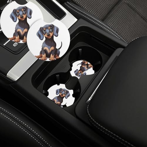 Portavasos para auto con diseño de perro dachshund, pack 2 miniatura 2