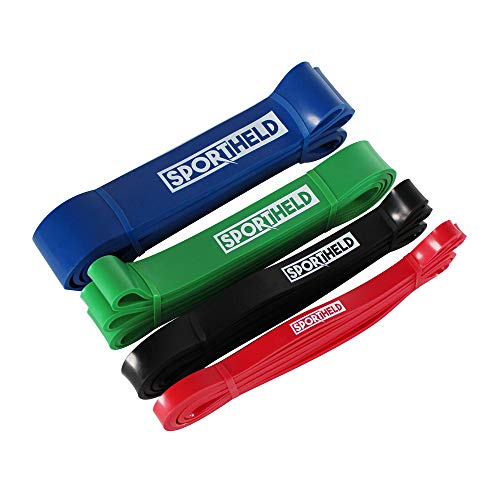 Sportheld Profi FITNESSBAND | 4 Farben (Stärken) | 100% Naturlatex - schadstofffrei & hygienisch | TRAININGSBAND, GYMNASTIKBAND, WIDERSTANDSBAND, Loop Gummi MINIBAND, Resistance Band [01.] - rot