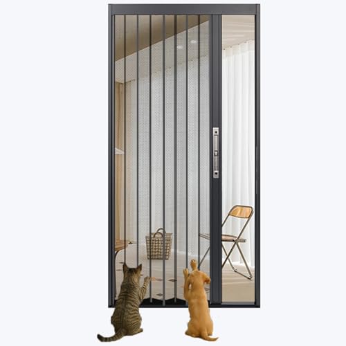 Puerta Acordeón Puerta Corredera de Malla Plegable para Gatos / Perros, Puerta Concertina Plegable Interior sin Taladro, Puertas Correderas a Medida para Privacidad con Herrajes(46x80in (117x203cm))