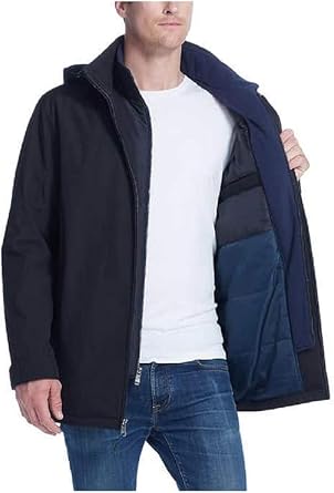 Weatherproof Vintage Men's Winter Coat, Double Layer Bonded Shell, Quilted Interior Bib, Full Zip
