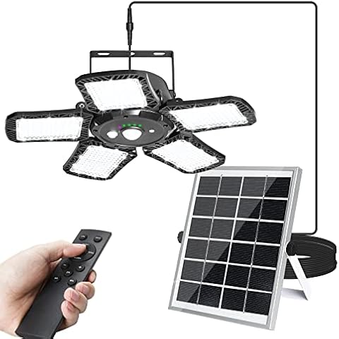 Solar Pendant Light with Remote,160 LED 1200LM Solar Powered Shed Light with 120°Adjustable Solar Security Motion Sensor Light for Outdoor Garden Terrace Courtyard IP65 Waterproof,6 Modes Cover