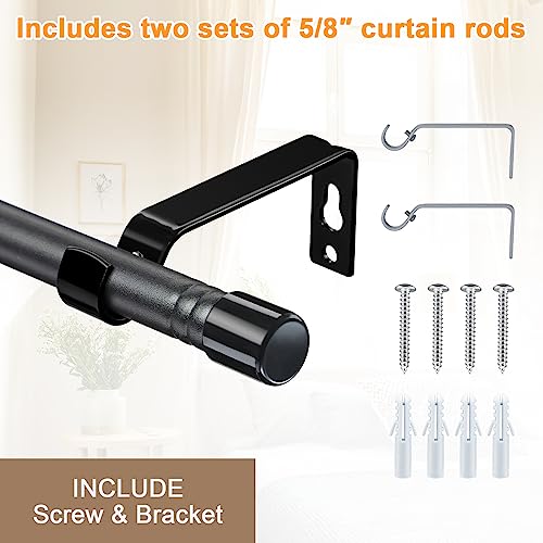 Curtain Poles with Black Finials 76 to 116 cm - Image 2