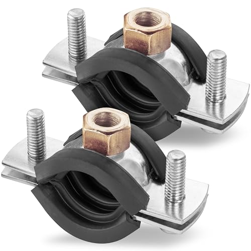 Poppstar 2x Fascette stringitubo in acciaio inox W4 gommate (campo di serraggio 20-25 mm, 1/2") con viti prigioniere M6*20 e tasselli