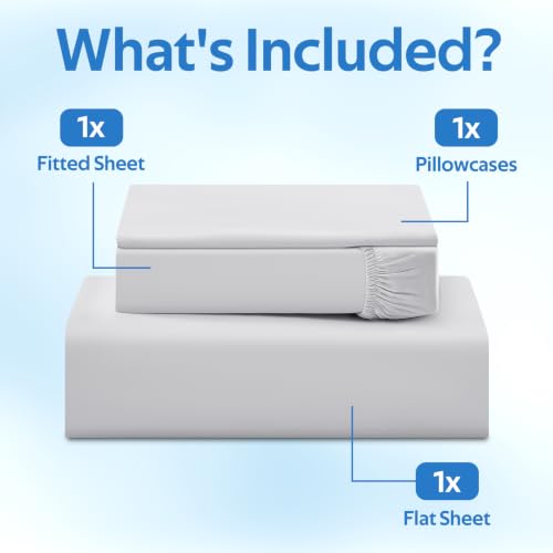 Image of Cooling Sheet King Size Set 3 Pieces, Double-Sided Cooling Bed Sheets for Hot Sleepers & Night Sweats, Ultra Stretchy Deep Pocket Fitted Sheet Fits Up to 18 inch, with 1 Pillowcases, Grey
