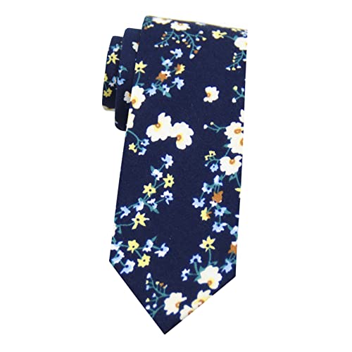 Image of Mantieqingway Floral Ties for Men Skinny Cotton Tie Flower Necktie