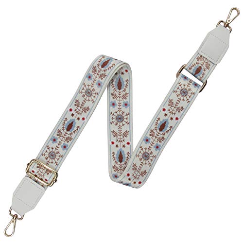 Image of Duwi Wide Purse Strap Jacquard Guitar Style Strap Multicolor Canvas Adjustable Crossbody Bag Strap(white, pattern)