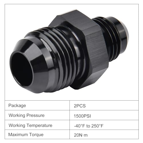 Image of EVIL ENERGY 8AN Male to AN6 Male Flare Reducer Coupler Union Straight Adapter Fitting Black 2PCS