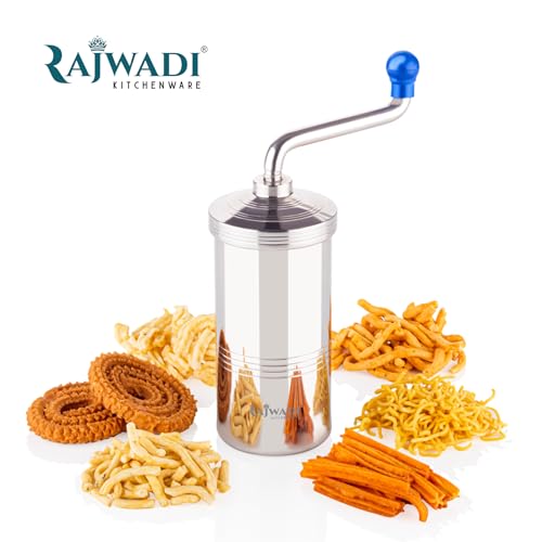 Image of Rajwadi Stainless Steel Sev Sancha Machine /Muruku Maker with 6 Jali, Kitchen Tools of Namkeen and Snacks Maker (Regular)