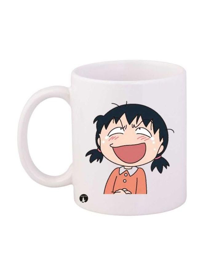 RYN Anime Chibi Maruko Chan Printed Mug White/Beige/Black Standard Size - RYNmg9196