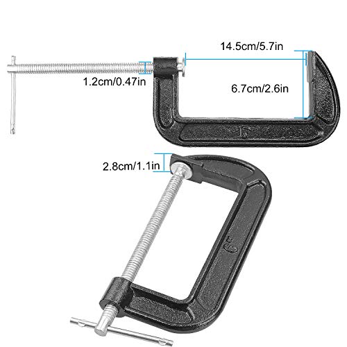Hnbun 4Piece 6Inch C-Clamp, Malleable Iron Heavy Duty C-Clamp With Sliding Bar, 2-5/8-Inch Throat Depth Quick-Grip C Clamp For Woodworking, Welding, Automotive Repair, 6-Inch Jaw Opening #TOP1