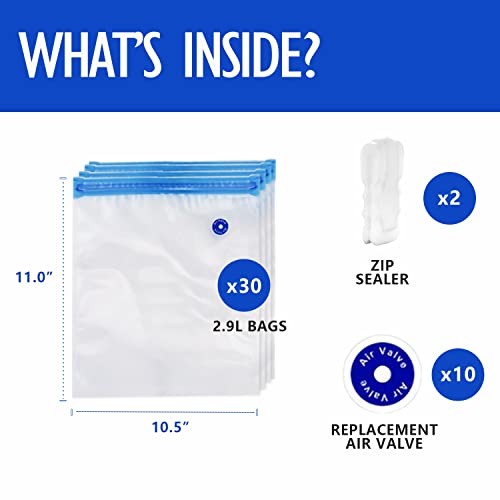 Vicarko VK-9939-M 30 Vacuum Zipper Bags, Vacuum Sealer Bags, Food Storage, Reusable Bags thumb #1