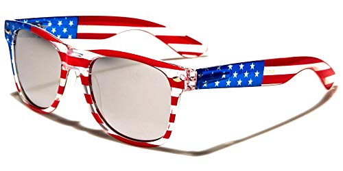 Image of Classic American Patriot Flag Mirror Sunglasses USA - Transparent Frame