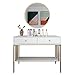 Feixunfan Coiffeuse Coiffeuse Miroir Rond avec Deux Tiroirs Bureau Un Tabouret De Rangement Cosmétique Multifonctionnel Commode Coffret Bijoux Facilement Assemblé pour Les Bijoux Et Les Cosmétiques