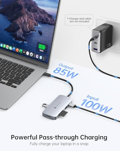 Image of USB C Hub, 9 in 1 USB C Multiport Adapter with 4K@60Hz HDMI, 5 USB Ports, 100W PD, SD /TF USB C Adapter, USB C to HDMI Adapter, USB C Dock for MacBook Pro /Air, HP, DELL, Lenovo, ASUS Laptops NOVOO