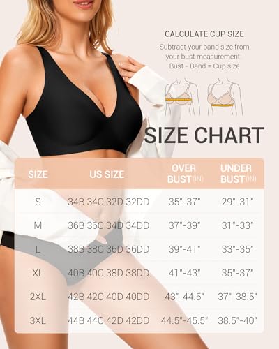 Image of Gailife Deep V Jelly Bras for Women No Underwire Wireless Seamless Push Up Bra Comfort Support Plunge Bralette Full Coverage