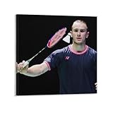 Alex Lanier Poster décoratif sur toile représentant un joueur de badminton français - 30 x 30 cm