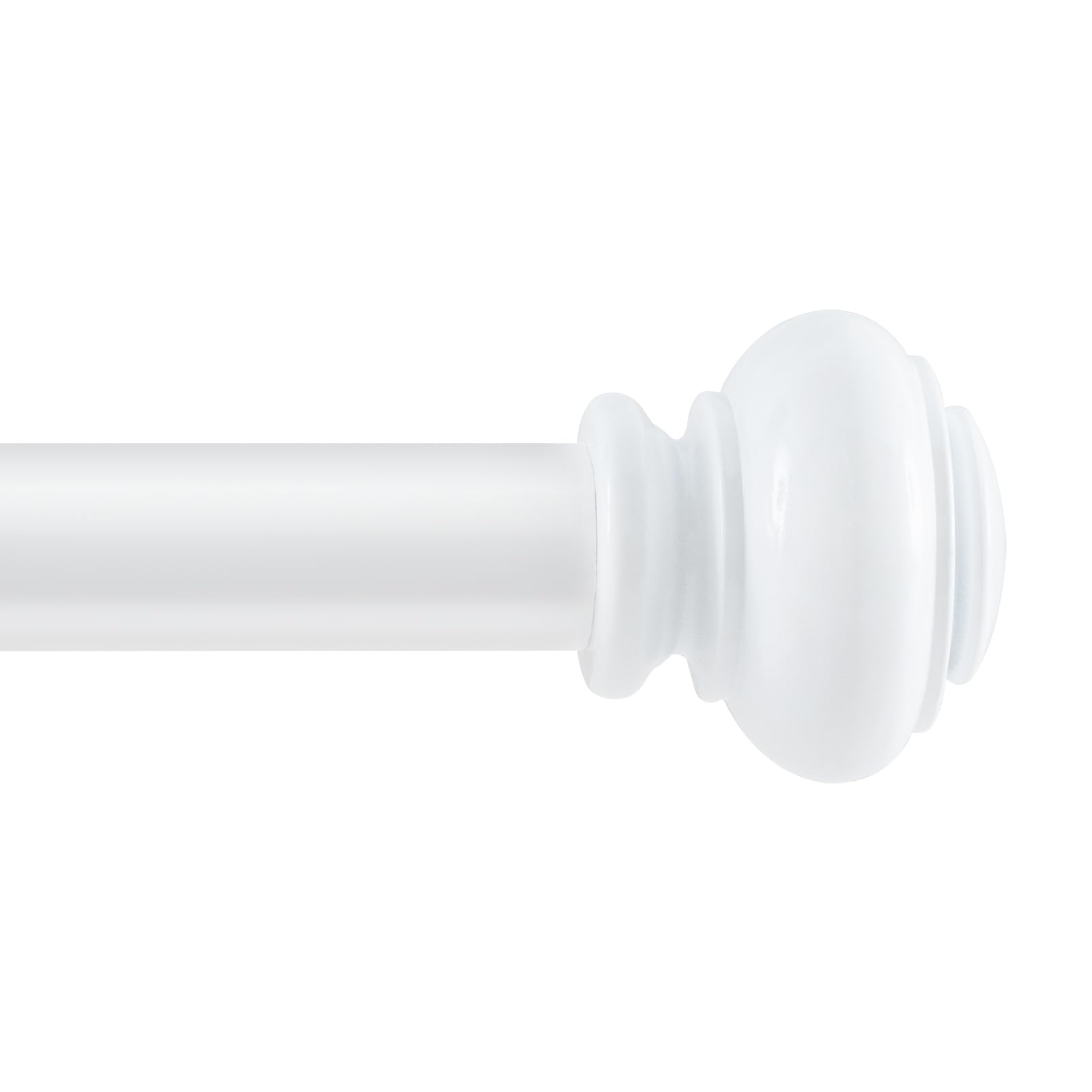 BellaHills Curtain Poles for Windows 25mm Single Curtain Rod with Classic Finials 76 to 269 cm, Adjustable Curtain Pole with Brackets Fittings Set for Living Room & Door, White