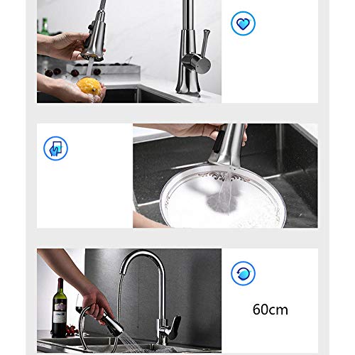 Grifo de cocina extensible negro con boquilla giratoria de dos modos 2