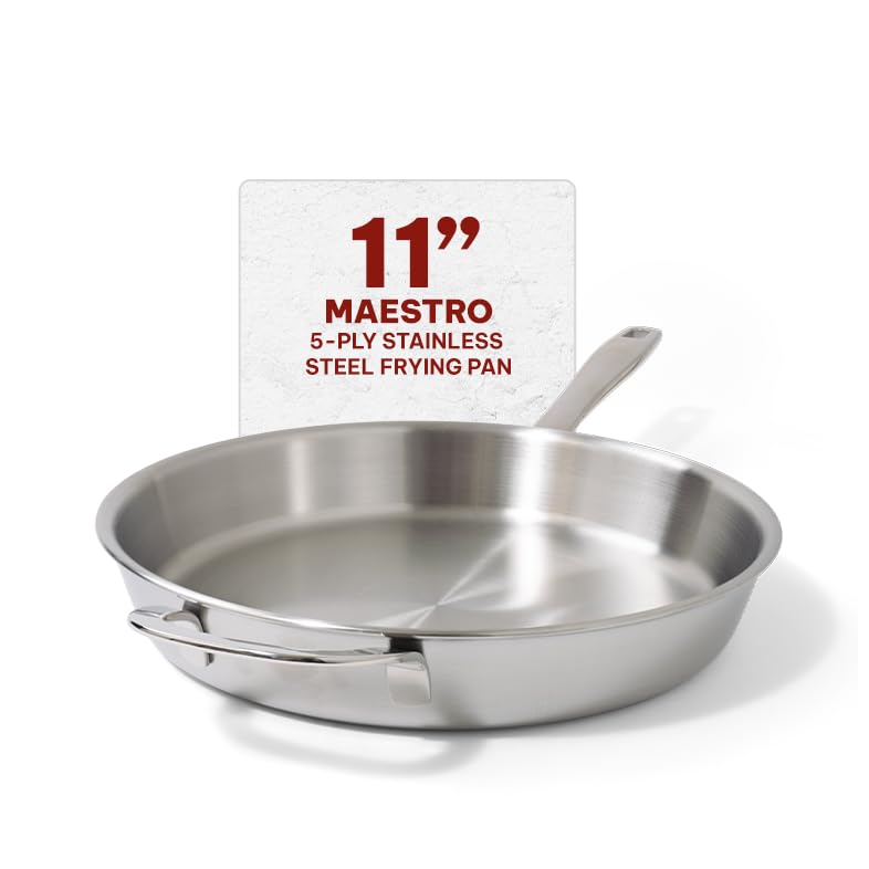 Beka Maestro 11' 5-Ply Stainless Steel Frying Pan &ndash; Dishwasher & Oven Safe, No Hot Spots and...
