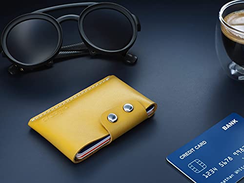 pularys Mini Wallet HOBBY - Credit Card Case - Italian Leather - Space for up to 8 Cards - Pockets for Coins and Bills - Modern Design For Men and Women - Fashionable Colors3