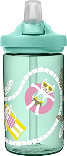 Image of CamelBak Eddy+ 14 oz Kids Water Bottle with Tritan Renew - Straw Top, Leak-Proof When Closed, Pool Cats
