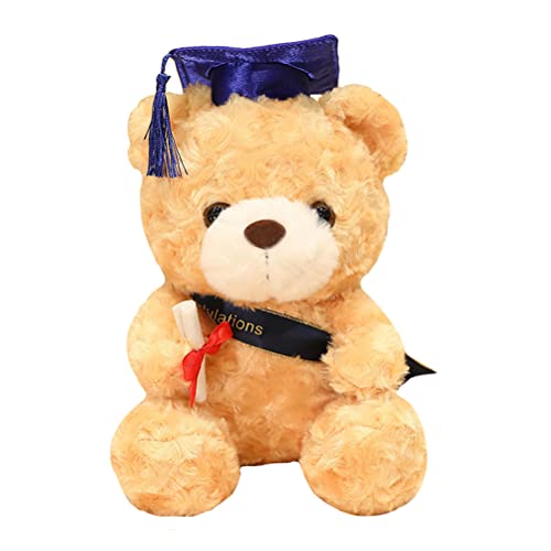 Zerodeko Ours de Remise des Diplômes Gift Animal Gift 2022 Teddy Bear Gift for Graduation Day Blue Hat Brown Light Brown Livre Présent pour Tout Jardin D' Enfants Elementary High School Cover