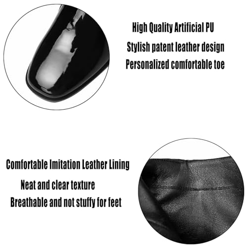 AMAZIDEAL Women's Leather Pointed Toe Chunky High Heels Ankle Boots,Fashion Buckle Strap Side Zipper Block Heeled Non-slip Party Dressy Short Boots3