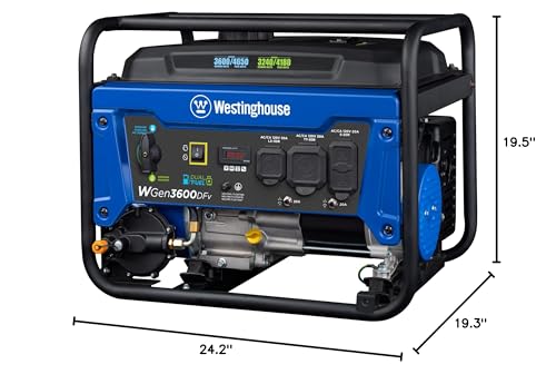 Westinghouse 4650 Peak Watt Dual Fuel Portable Generator, RV Ready 30A Outlet, Gas & Propane Powered