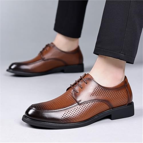 Mens Lace up Soft Sole Business Dress Shoes Hollow Out Leather Wedding Groom Office Casual British Style Oxford Shoes3