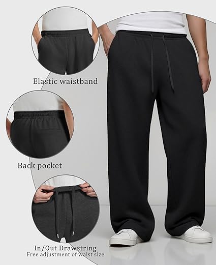 Image of O3e Men's Polycotton Loose Fit Track Pants with Elastic Waistband & Side Pockets | Comfortable Joggers for Casual & Gym Wear