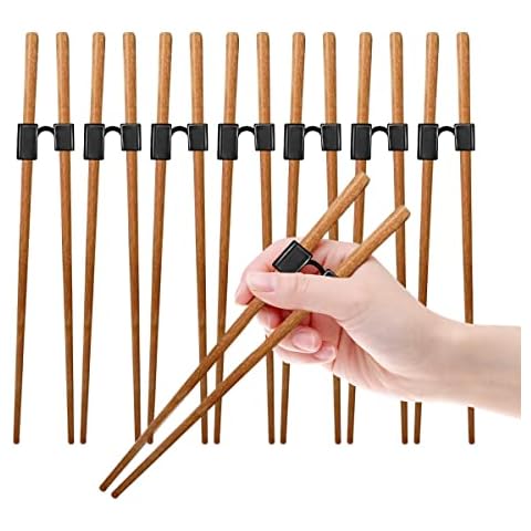 7 Pairs Reusable Training Chopsticks Helpers for Kids Adults Trainers Beginner and Each Age Learner, Non-Slip and Portable Practice Wooden Chopsticks Hinges Connector Set (3.Rosewood) Cover