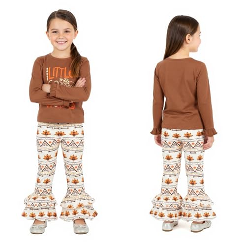 Image of Unique Baby 2 Piece Girls Double Ruffle Leggings and Long Sleeve Shirt Clothes Set Kid and Toddler Girl Outfit