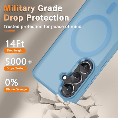 Image of YENAPOON for Samsung Galaxy S26+ Plus Case, Matte Magnetic Phone Cover [with 1 Screen Protector] [Support for MagSafe] [Shockproof Military Grade Protection] Translucent Frosted Back, Lavender Purple