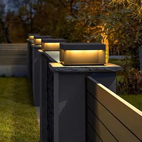 Jhotec Stainless Steel Solar Post Lights Outdoor, Solar Powered Fence Post Cap Lights, 3000K Led Lighting Decor For Garden Deck Patio, Fit Wooden Posts (Solar Powered, 15.7" L X 15.7" W X 6" H) #TOP2