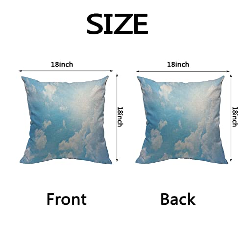 Mxocom Blue Sky Throw Pillow Case Cushion Cover Beautiful Sun And White Fleecy Cloud Fresh Air Sunny Day Cotton Linen For Couch Bed Sofa Car Waist 18 X 18 Inch #TOP1