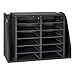 VEVOR Literature Organizer, 12 Compartments Office Mailbox with Side Vertical Storage, Wooden Mailbox Sorter Made of Particle Board, Countertop Office Home Organizer for File, Document, Paper, Black