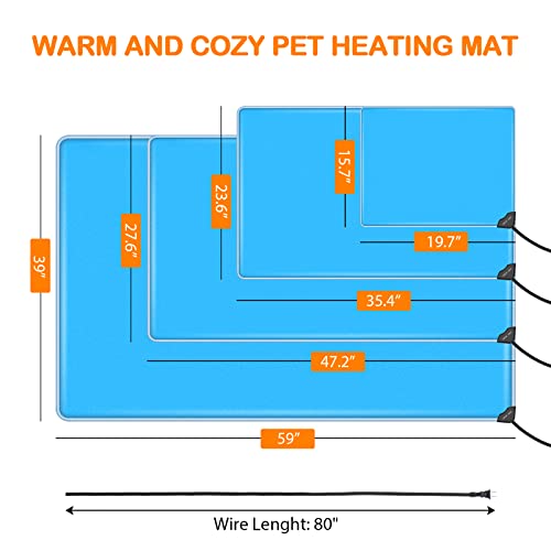clawsable Super Large Outdoor Pet Heating Pad Electric Heated Pad for Dogs, IP67 Waterproof Dog Cat Heating Pad w/ Overheat Protection, Warming Mat w/ Anti Chew Cord for Outside Animals (S-20"x16")