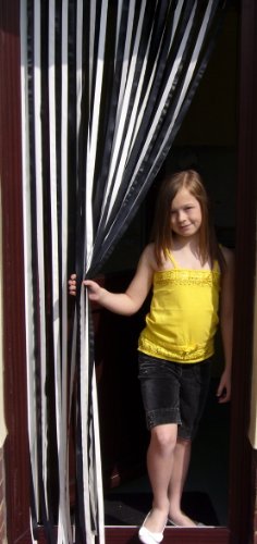 Holland Plastics Original Brand Rideau de Porte Type lamelle résistants aux bestioles et aux Mouches-Noir ET Blanc