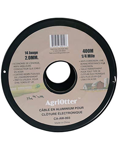 Agriotter Aluminum Electric Fence Wire For Garden Fence, Electric Fence, Chicken Wire Fence, Craft Wire, 1/4 Mile(400M) 14 Gauge (2.0 Mm.) (0.079Inch) #TOP3