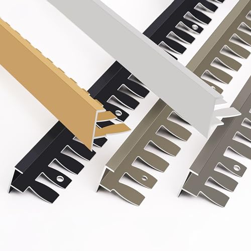 Raouoae Tiras De Baldosas De 135cm X 2 Piezas, Perfil De Unión En F Para Baldosas De Cerámica, Ideal Para Suelos Y Paneles Decorativos(Gold,M)